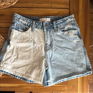 Flying Monkey Blue and White Jean Shorts Two-Tone Design